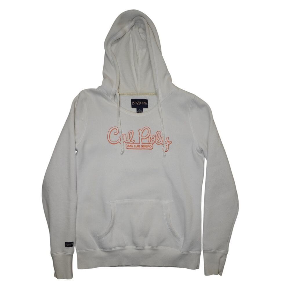 JanSport Cal Poly San Luis Obispo Hoodie – Size M – White & Coral Embroidery